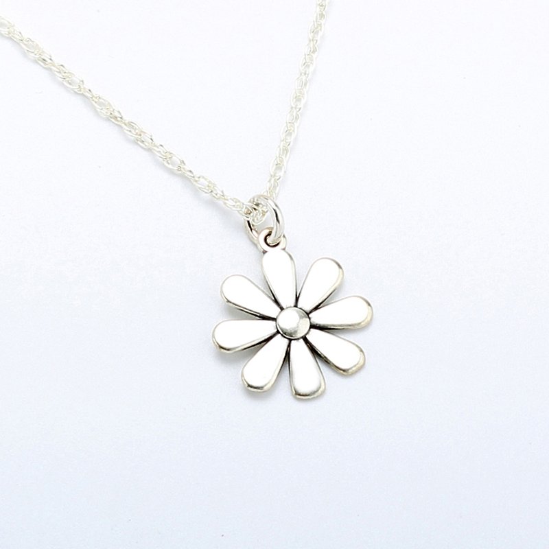 Daisy Flower s925 sterling silver necklace Valentine's Day gift - สร้อยคอ - เงินแท้ สีเงิน