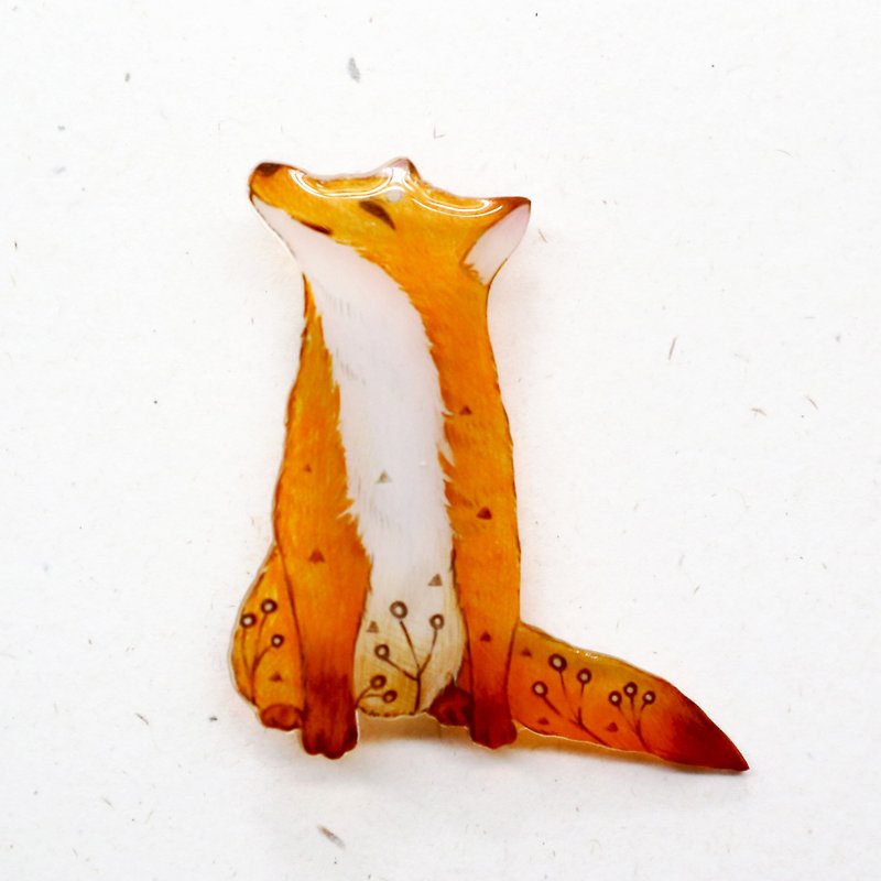 Fox  brooch - เข็มกลัด - พลาสติก สีส้ม