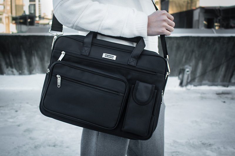 Multi-sandwich - Waterproof Business Briefcase/Business Bag - กระเป๋าเอกสาร - เส้นใยสังเคราะห์ สีดำ