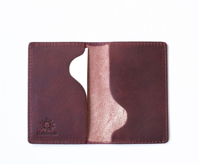 名刺ケース 2ポケット 牛革 名刺入れ Business Card Case Wine Hak023 ショップ Leather Goods Shop Hallelujah 名刺入れ カードケース Pinkoi