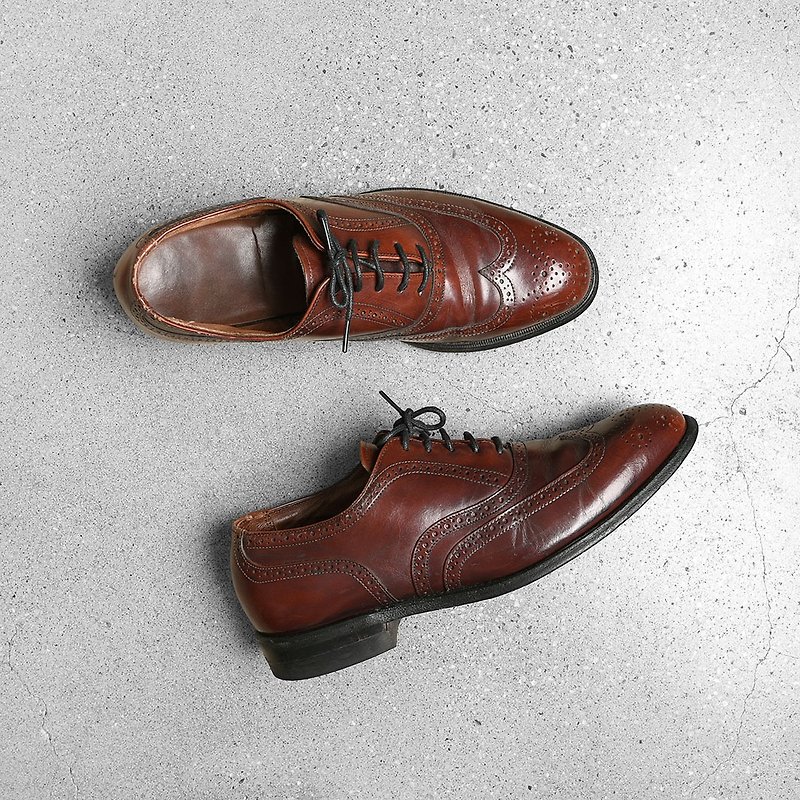 雕花牛津鞋 / Vintage 古著 - 男款牛津鞋 - 真皮 紅色