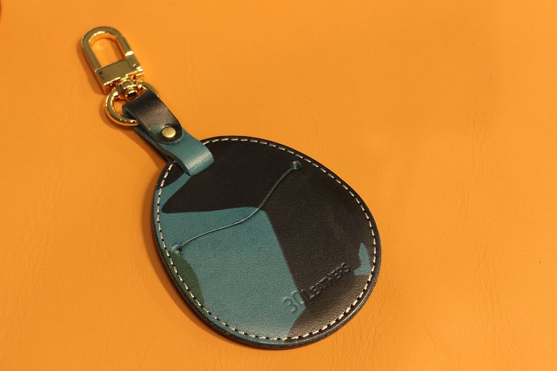 Handmade leather Gogoro key holster (camouflage blue) - Keychains - Genuine Leather Blue