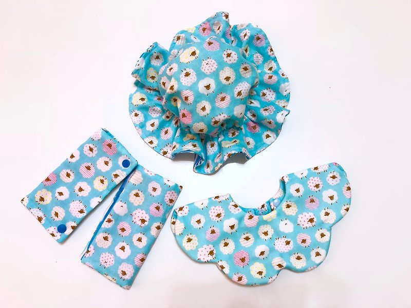 Small cotton sheep (blue) / Mi Yue gift box 3 pieces. Can be customized different colors. - Baby Gift Sets - Cotton & Hemp Blue