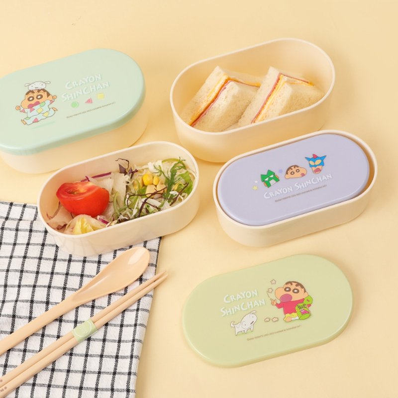 Crayon Shin-chan 3 Size Oval Preservative Box Set-3size Microwaveable Lunch Box Three-Piece Set Crayon Shin-chan - Lunch Boxes - Other Materials Multicolor