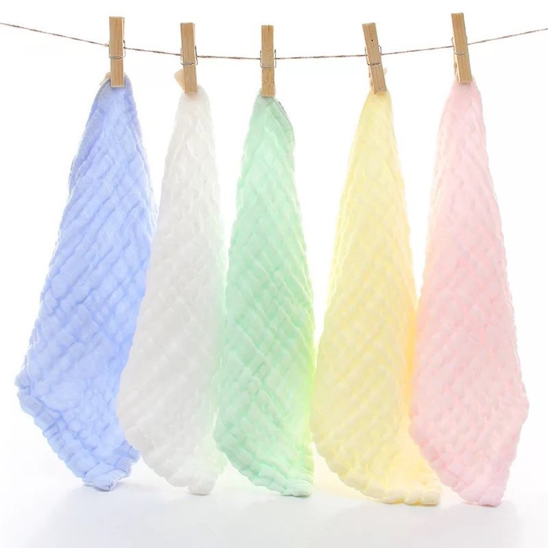 Six-layer yarn cotton square towel wash towel wash towel delicate treatment of skin 3 strips - ผ้ากันเปื้อน - ผ้าฝ้าย/ผ้าลินิน 