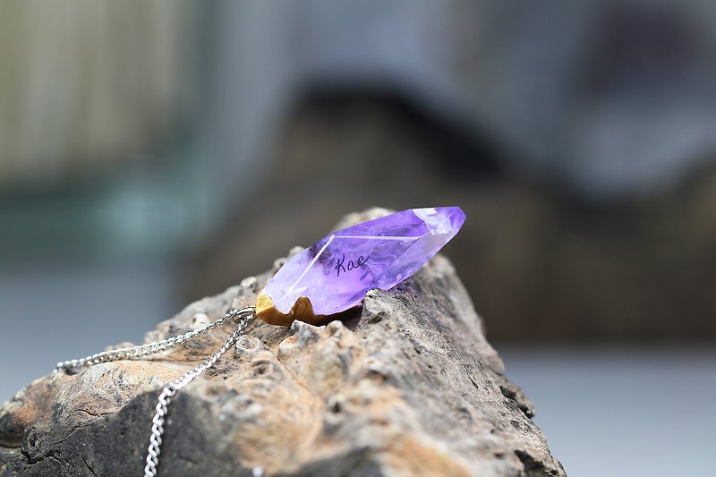 【Customized Gift】Your signature necklace - An-chan color with white smoke. - Necklaces - Wood Purple
