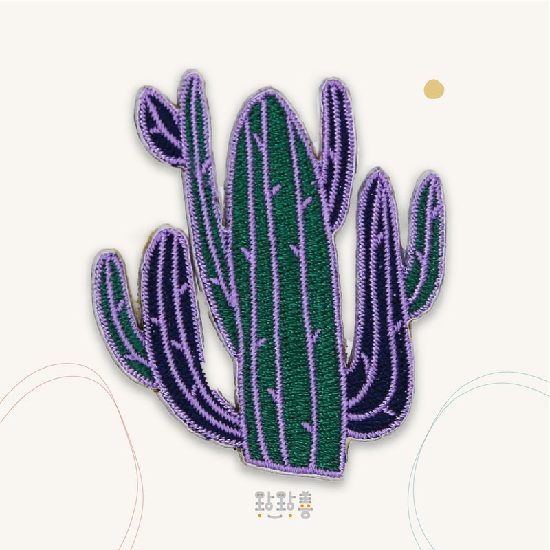 童趣刺繡貼-仙人掌 - 徽章/別針 - 繡線 綠色