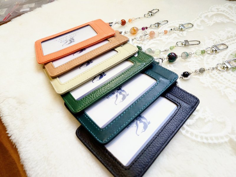 Genuine leather document holder/ leisurely travel card holder/ crystal mine energy leather bag pendant - ที่ใส่บัตรคล้องคอ - หนังแท้ 