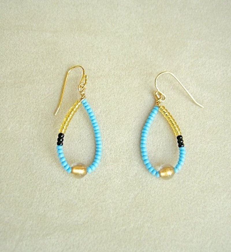 Blue Gold earrings - Earrings & Clip-ons - Glass Blue
