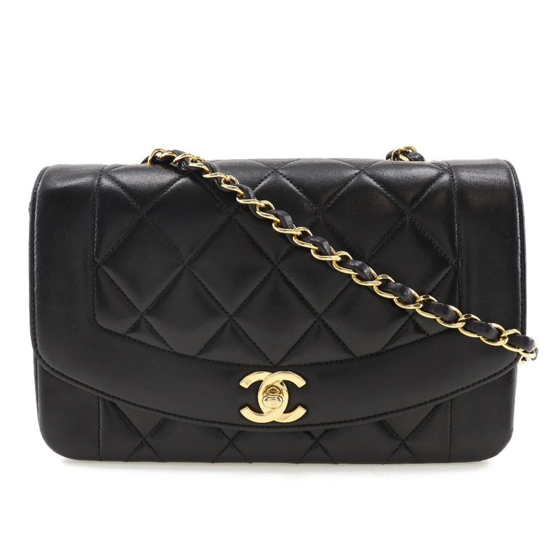 【日本直送】シャネル CHANEL チェーンショルダー ショルダーバッグ ココマーク ダイアナ マトラッセ ラムスキン 黒 レディース【中古】 - 側背包/斜背包 - 真皮 黑色