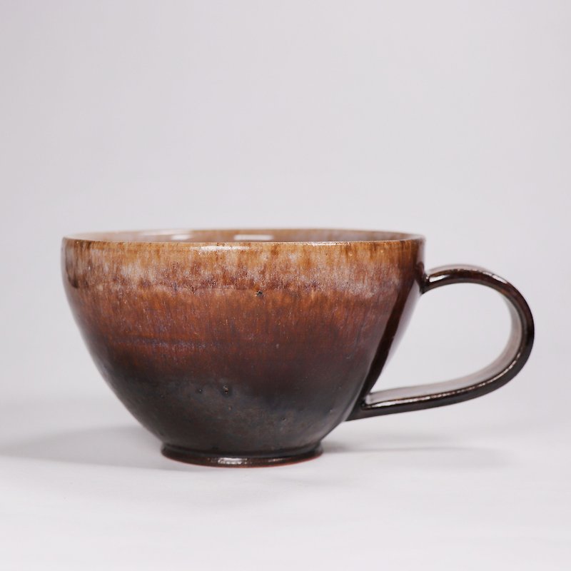 Mingyao kiln l Baiji sauce double hanging glaze latte cup coffee cup - Mugs - Pottery Brown