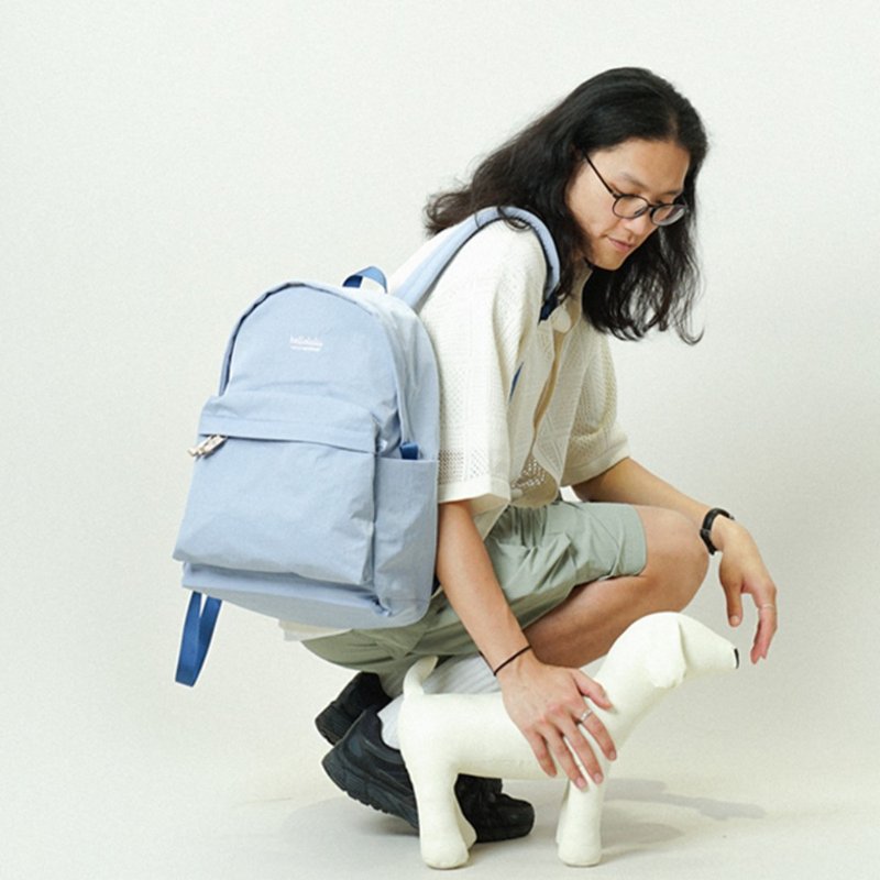 【hellolulu】日常之選 | 校園背包系列 | EVAN後背包 (地衣藍) - 後背包/背包/書包 - 聚酯纖維 藍色