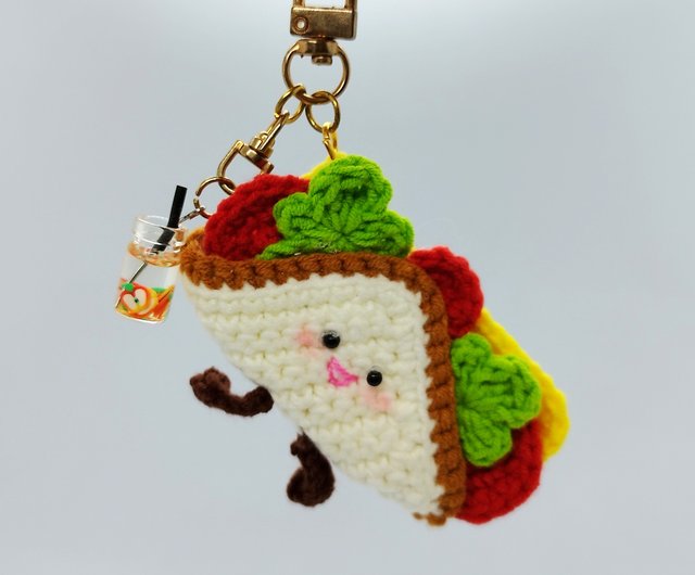 デジタル】ミニサンドイッチキーホルダーのかぎ針編み図、かわいい