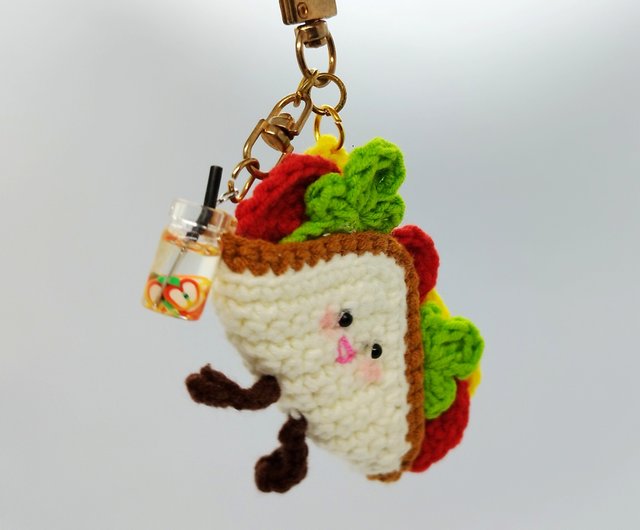 デジタル】ミニサンドイッチキーホルダーのかぎ針編み図、かわいい