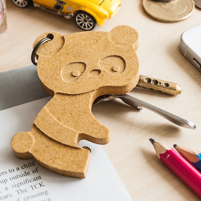 [Customized gift] Panda parent-child / customized key ring can be engraved (a set of two) - Keychains - Wood Orange
