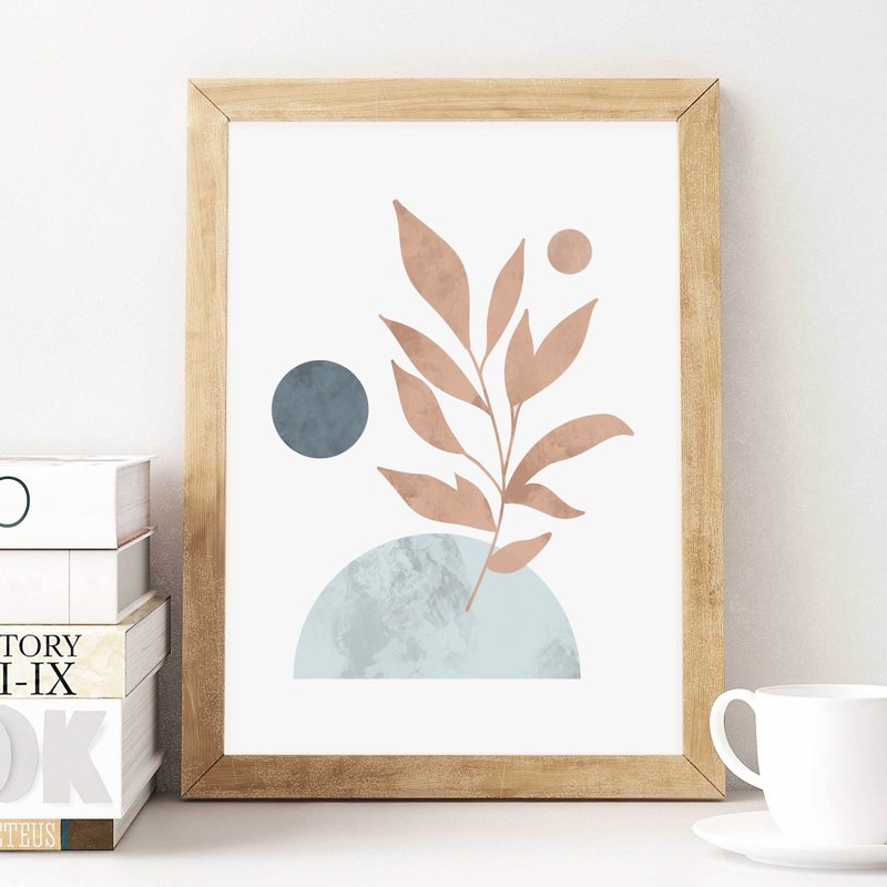 Modern art, blue decor, abstract art, navy blue, boho art, jpg file, mid century - โปสเตอร์ - วัสดุอื่นๆ สีน้ำเงิน