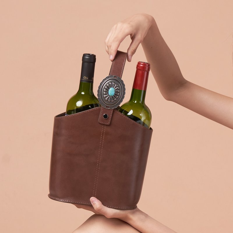 【禮物/現貨】漸層雙支酒袋 - 雙支雅典 - 其他 - 真皮 咖啡色