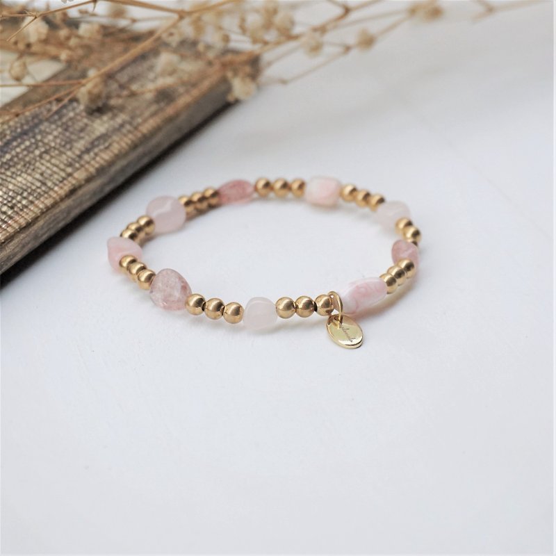 << Pink Love - Natural Stone Band >> Pink Strawberry Crystal - Bracelets - Gemstone Pink