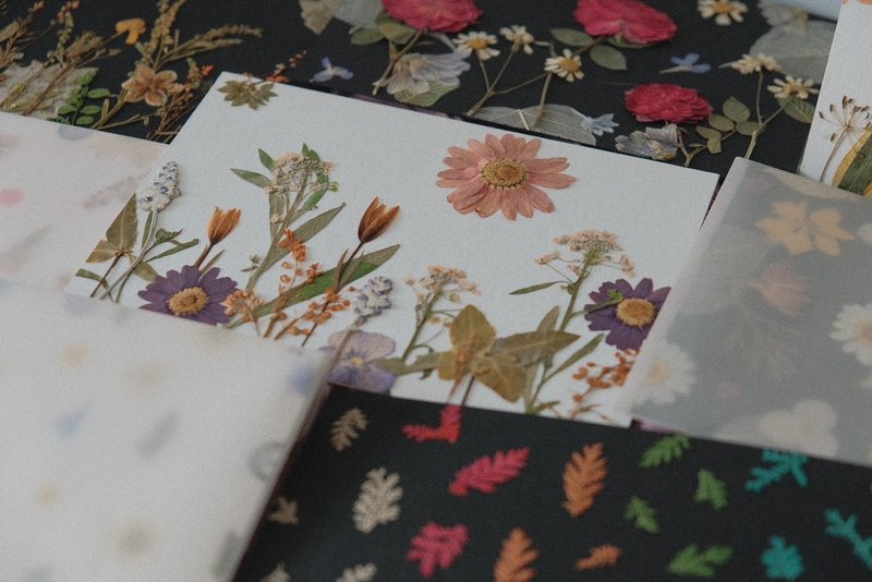 Embossed flower card/specimen plant illustration handbook material flower card exchange gift garden gift giving - การ์ด/โปสการ์ด - พืช/ดอกไม้ หลากหลายสี