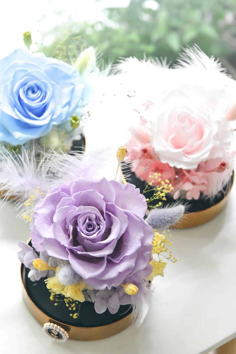 浪漫玫瑰祈願羽球│Preserved Rose With Glass Dome - 擺飾/家飾品 - 植物．花 