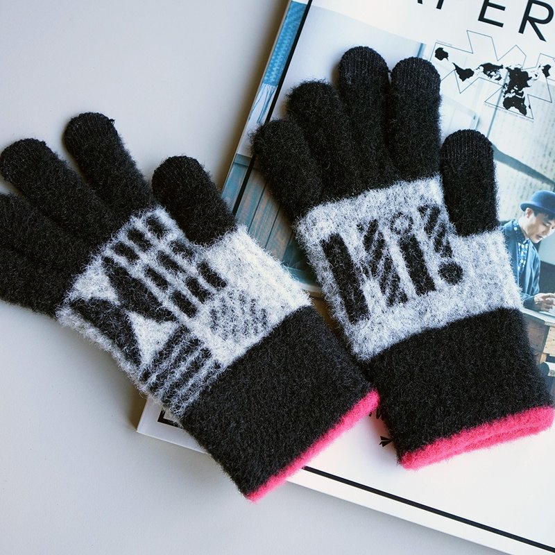 touch screen gloves fluffy warm Hi black - Gloves & Mittens - Acrylic Black