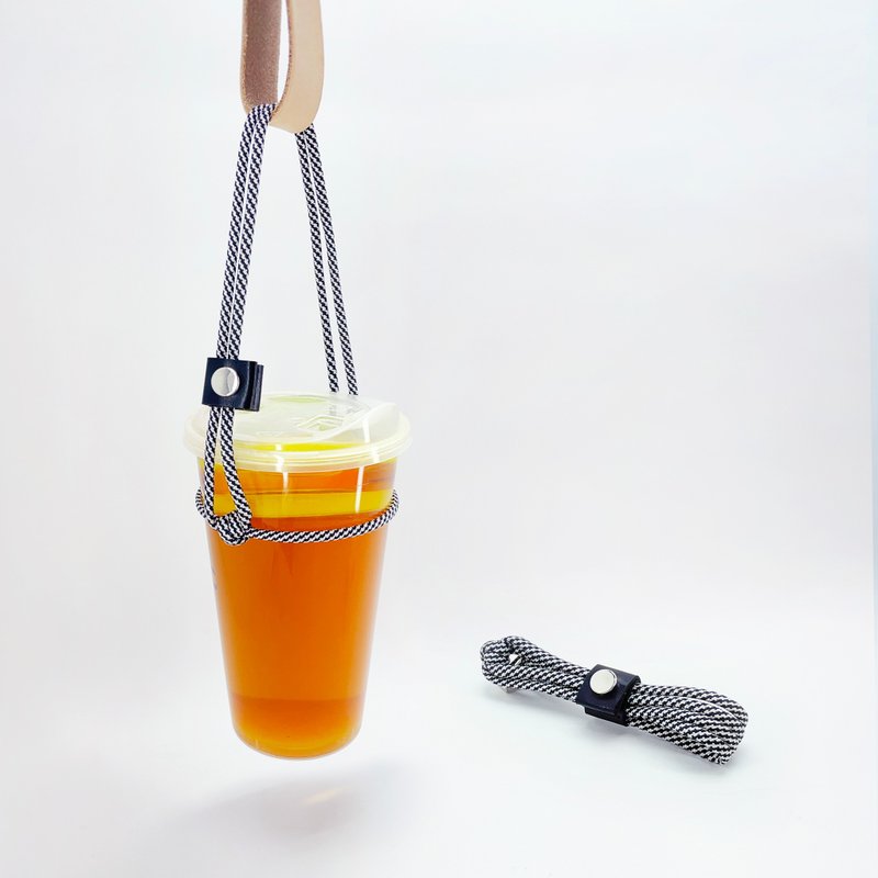 Beverage bag | Beverage rope | Beverage strap | Cup cover | Paracord | Adjustable size - ถุงใส่กระติกนำ้ - เส้นใยสังเคราะห์ สีดำ