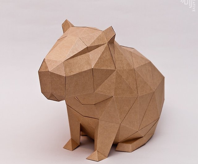 DIY hand-made 3D paper model ornaments of small animals series-Cute fart  capybara - Shop Ask Creative Stuffed Dolls & Figurines - Pinkoi