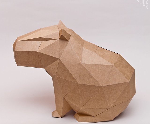 DIY hand-made 3D paper model ornaments of small animals series-Cute fart  capybara - Shop Ask Creative Stuffed Dolls & Figurines - Pinkoi