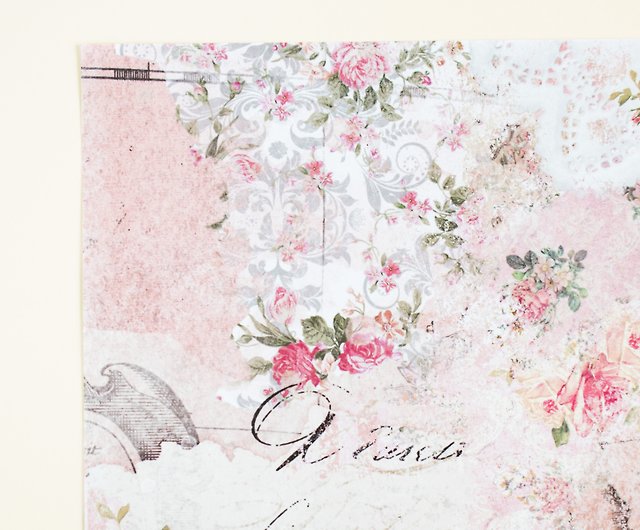24pcs 6'x6' Pink Roses Scrapbook Paper, Vintage Floral Craft