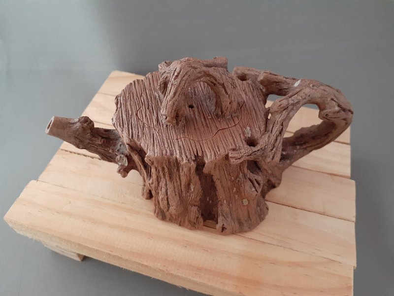 樹段 手捏壺 - 茶壺/茶杯/茶具 - 陶 咖啡色