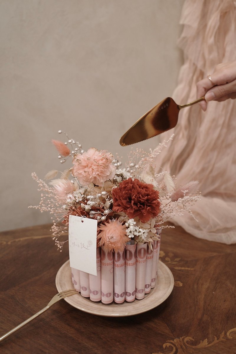 Mother's Day Flower Gift | Everlasting Carnation Rich Flower Cake - Mother's Day Gift/Eternal Flower - ช่อดอกไม้แห้ง - พืช/ดอกไม้ สึชมพู