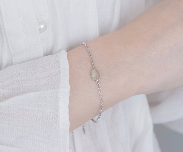 Stone 925 silver bracelet simple trim - สตูดิโอ happy sheep jewelry  สร้อยข้อมือ - Pinkoi