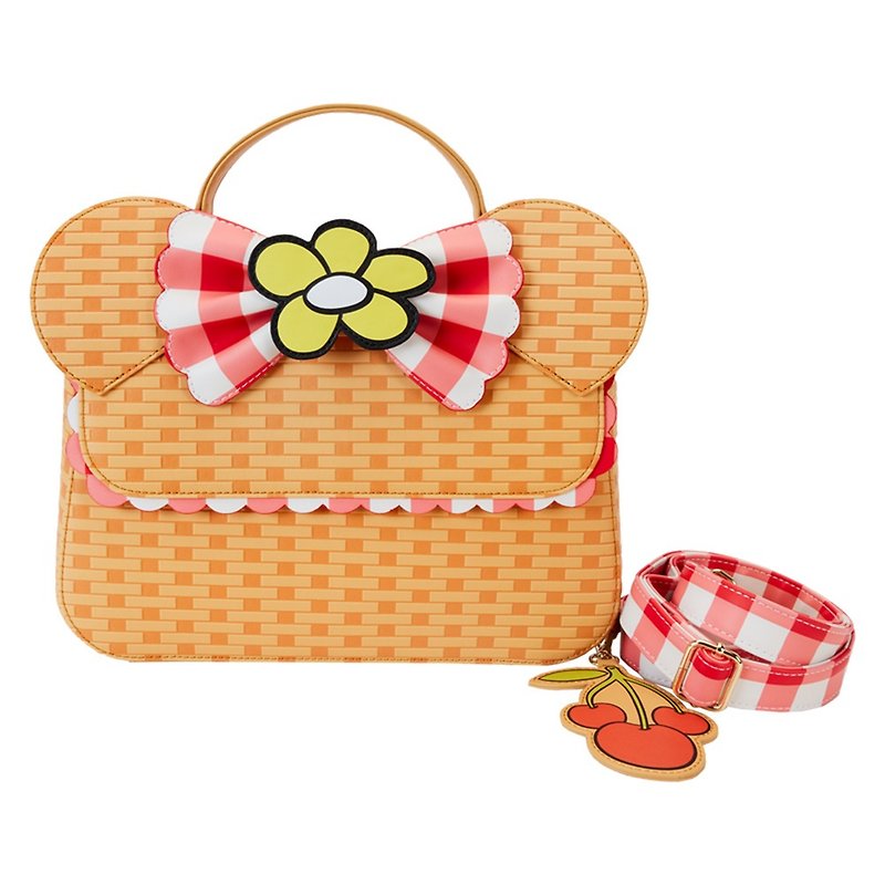 LOUNGEFLY-Disney Minnie picnic style side backpack - กระเป๋าแมสเซนเจอร์ - หนังเทียม สีนำ้ตาล
