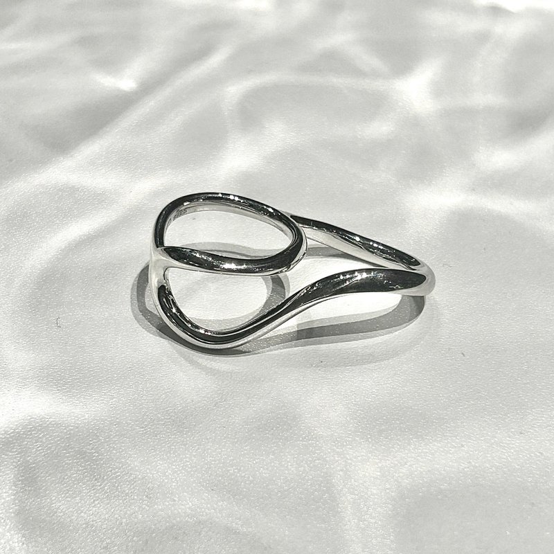 Unfolded Flow Double Finger Ring Silver - General Rings - Sterling Silver Silver