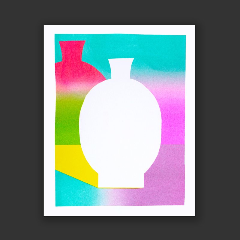 インクチャチャ花瓶アートペインティングプリントヴィンテージプリント - ポスター・絵 - 紙 多色
