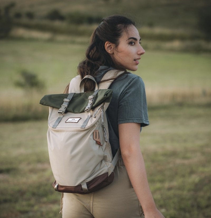 【DOUGHNUT】13-inch water-repellent small backpack small CHRISTOPHER roll-top type-Mi JG - Backpacks - Eco-Friendly Materials Khaki