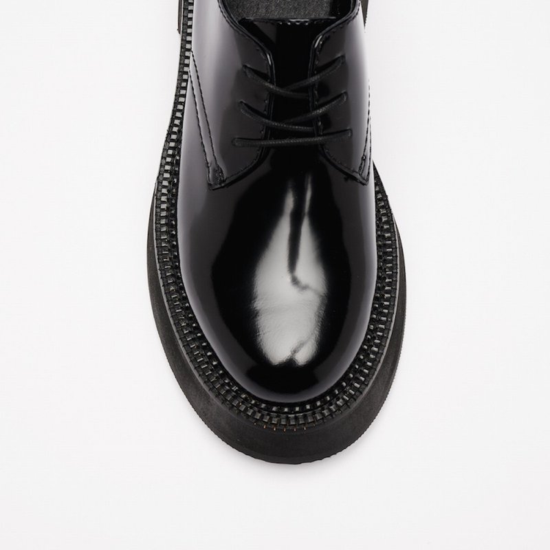VATIC POLISHED DERBY SHOES BLACK 增高厚底皮鞋 - 女皮鞋 - 真皮 黑色