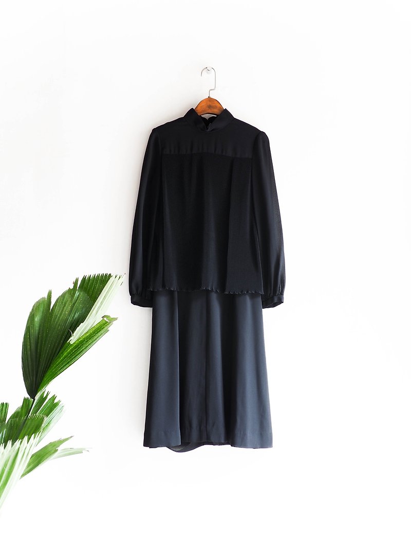 River Mountain - Moonlight Tokushima classic and elegant independent woman vintage one-piece silk dress overalls oversize vintage dress - ชุดเดรส - ผ้าไหม สีดำ