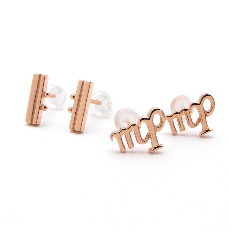 Pink gold music symbol earrings - ต่างหู - เงินแท้ สึชมพู