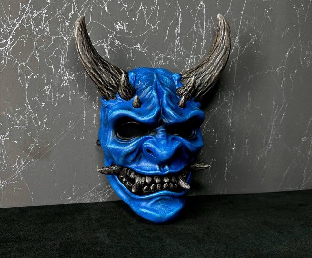 青鬼ホラーマスク 鬼デーモンマスク 日本の鬼コスプレ 悪魔マスク
