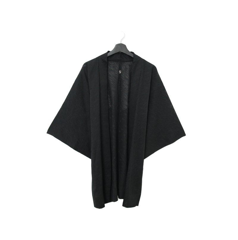 Back to Green-日本帶回羽織 黑透膚 圖騰 kt-10/vintage kimono - 女大衣/外套 - 絲．絹 