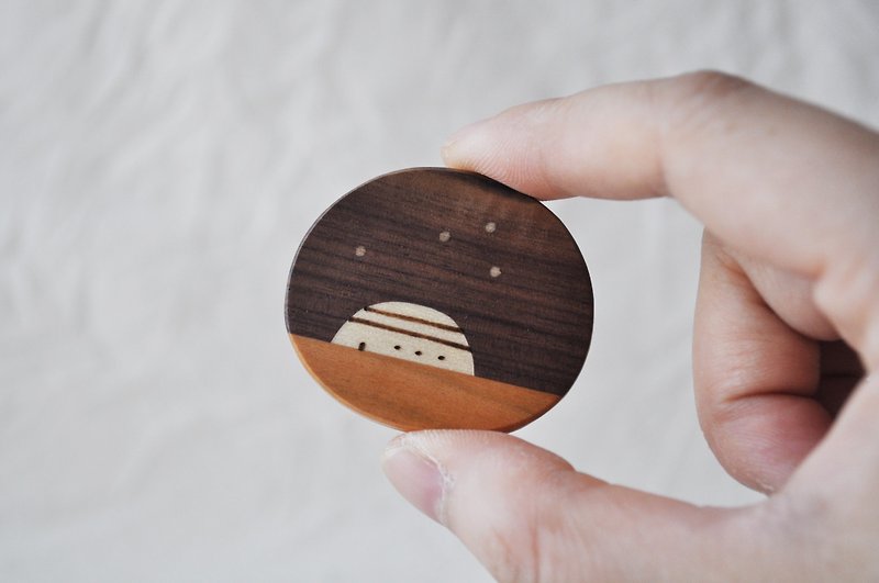 Travel landscape brooch 2 - Brooches - Wood 
