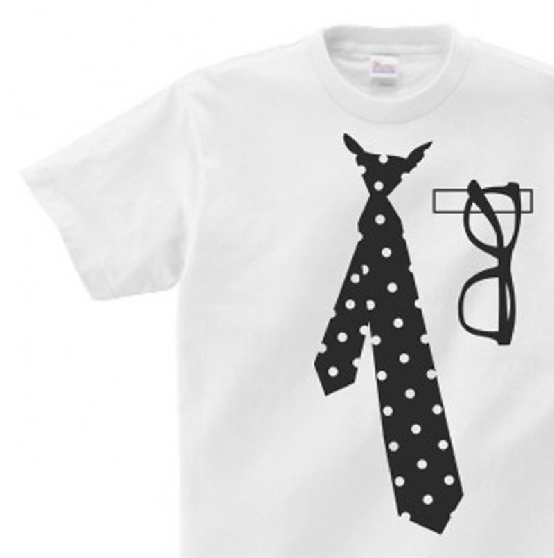だまし絵　ネクタイTシャツ  150.160. S-XL　Tシャツ【受注生産品】 - 帽T/大學T - 棉．麻 白色
