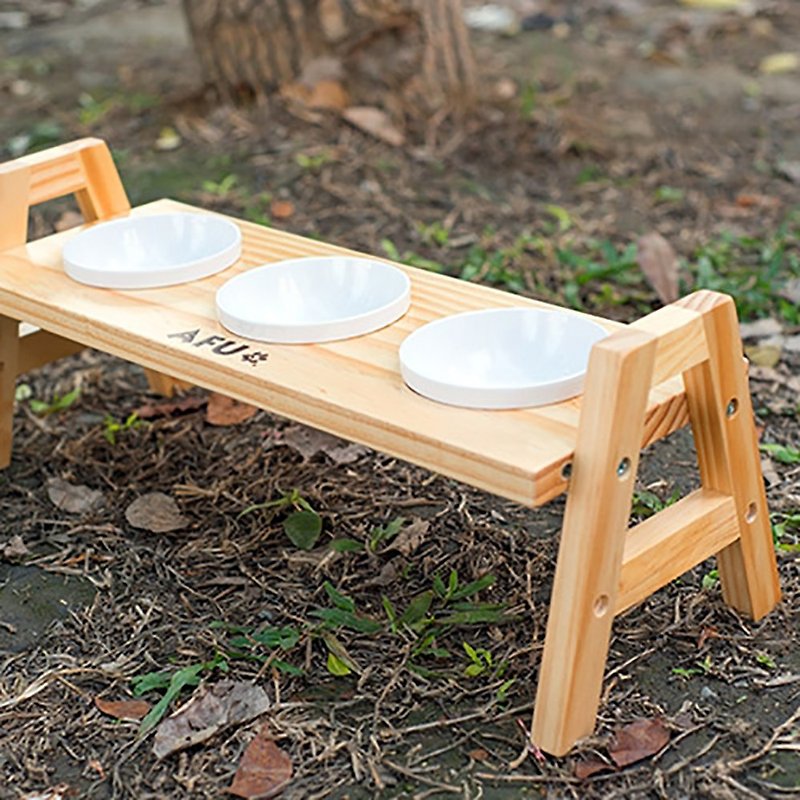 [AFU] Royal 3-port wood table limited shipping - Pet Bowls - Wood 