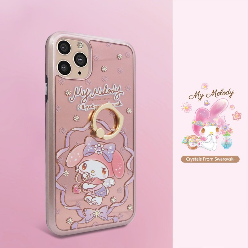 三麗鷗iPhone 11全系列水晶彩鑽全包鏡面雙料手機殼-美樂蒂邱比特 - 手機殼/手機套 - 其他材質 多色