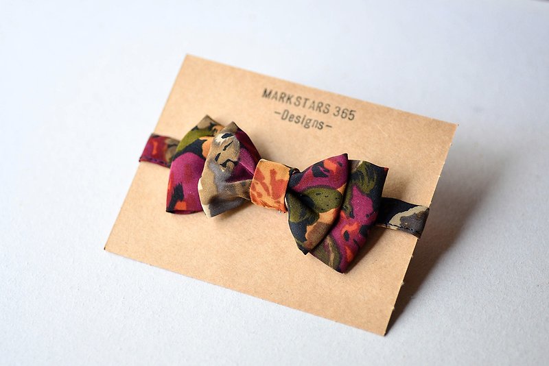ヴィンテージスタイルの日本の桃のシルクの蝶ネクタイがツイートしました - ネクタイ・タイピン - シルク・絹 多色