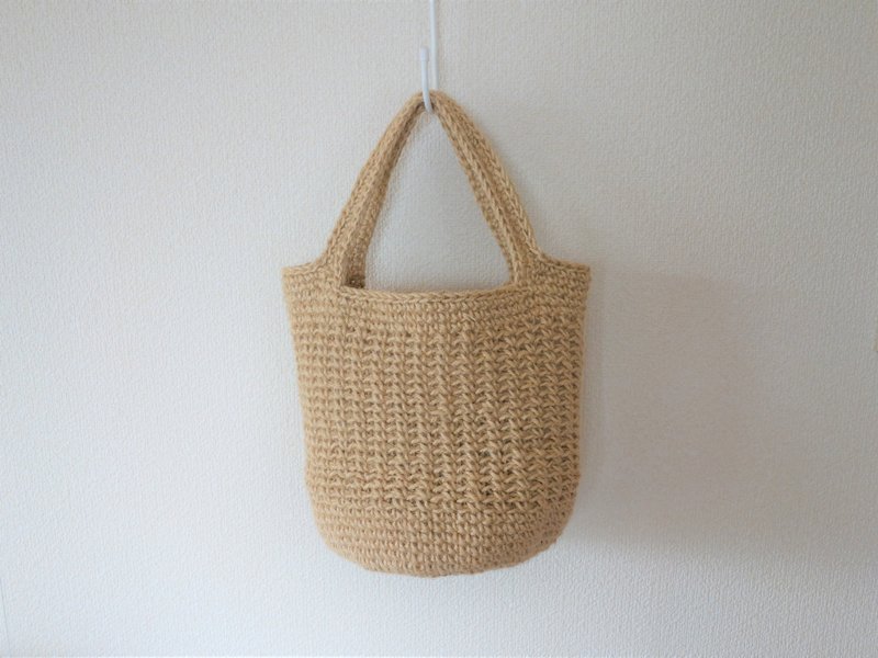 Round bottom tote bag(big),long-handle type,jute string - 側背包/斜背包 - 棉．麻 