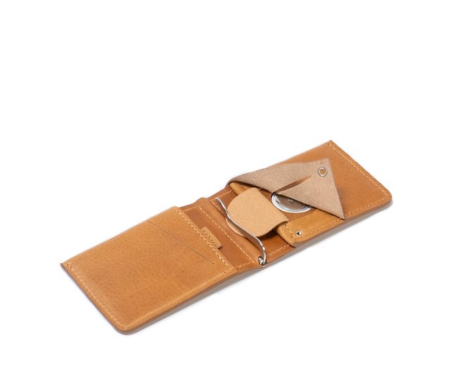 Leather AirTag Wallet - The Minimalist by Geometric Goods Tan