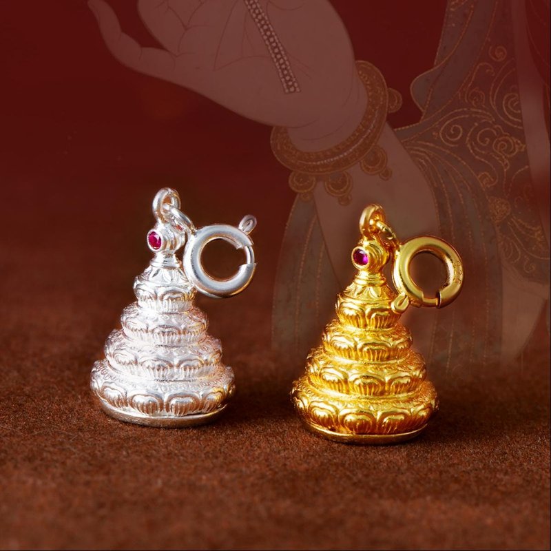 [Lotus Mandala Pendant] Tibetan Blessing Peaceful Bracelet Prayer Bead Pendant - Necklaces - 24K Gold Multicolor