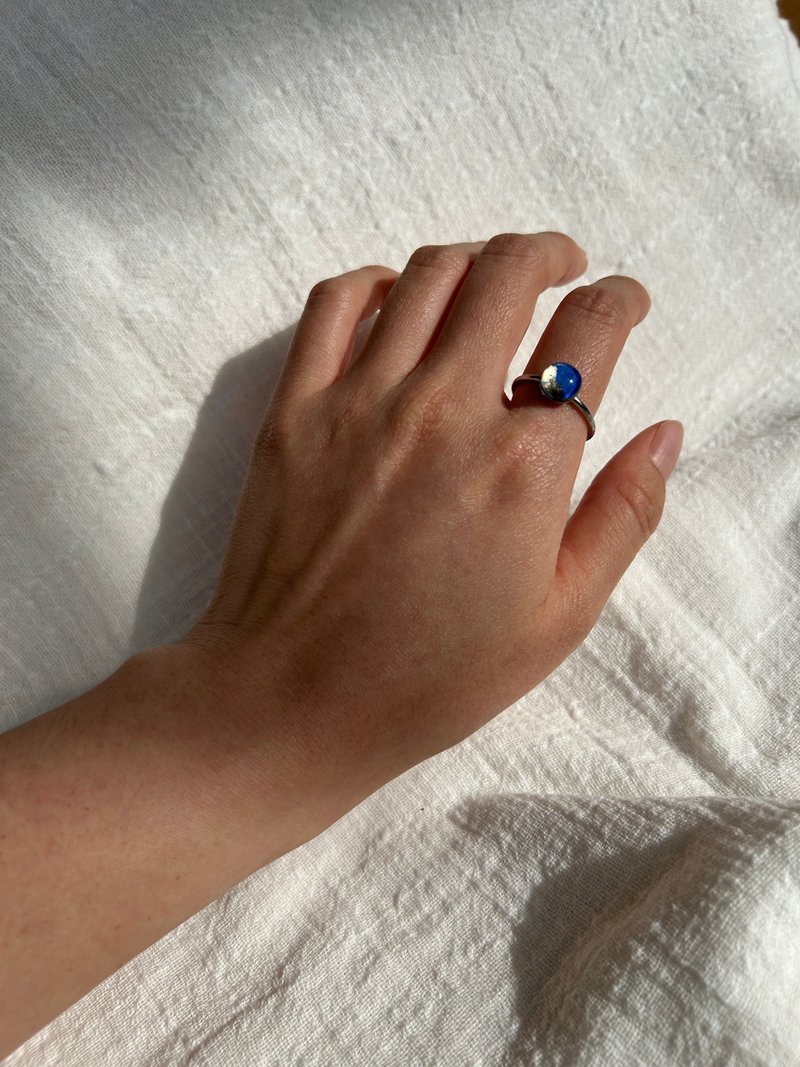 不鏽鋼 星塵藍海  可調節 開口戒 - 戒指 - 不鏽鋼 藍色